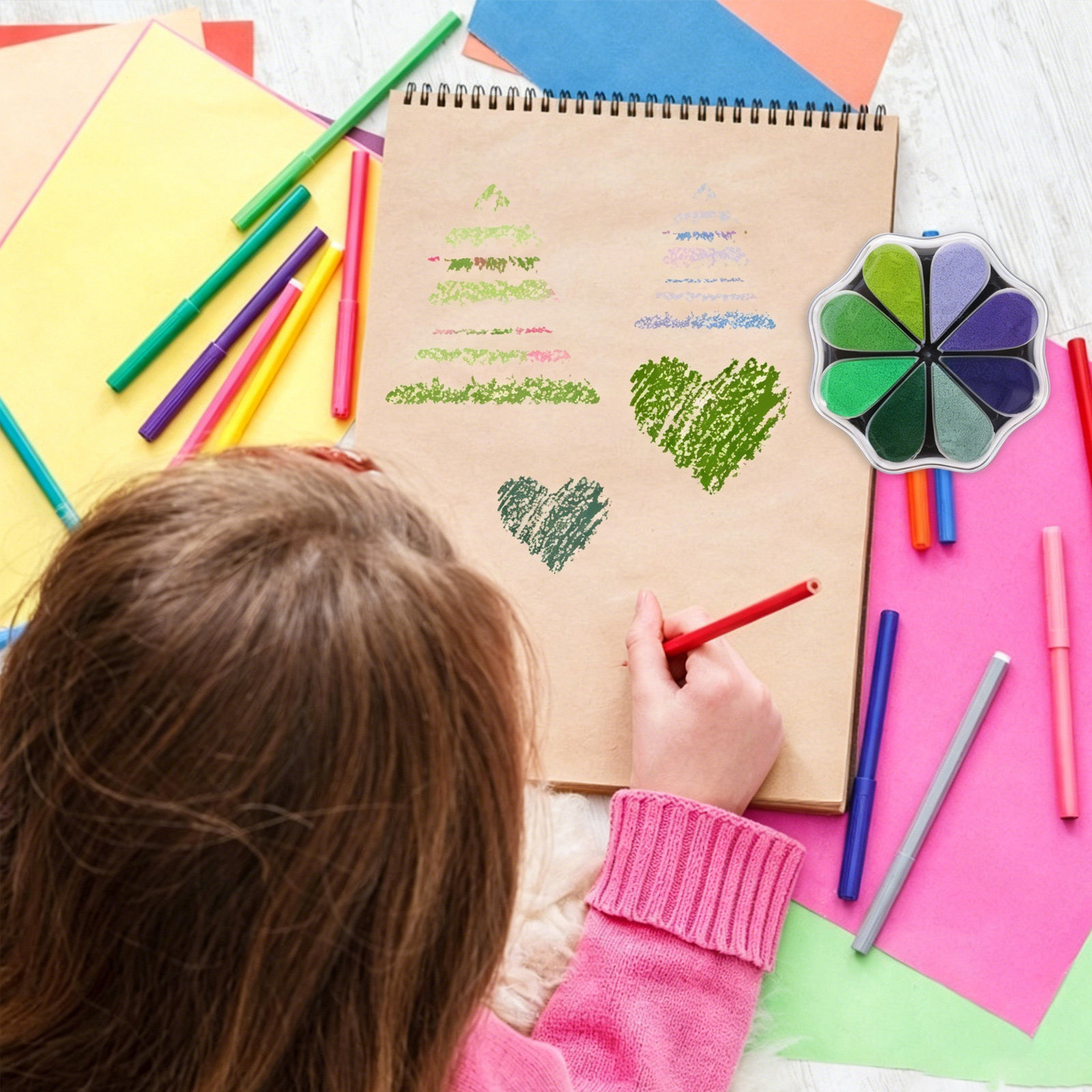 Art And Craft For Nursery - แผ่นหมึกสีสันสดใสสำหรับงานประดิษฐ์ ใช้กับตรายางได้สะดวก เหมาะสำหรับตกแต่งห้องเด็ก งานศิลปะบนผนัง และอุปกรณ์งานฝีมือ DIY